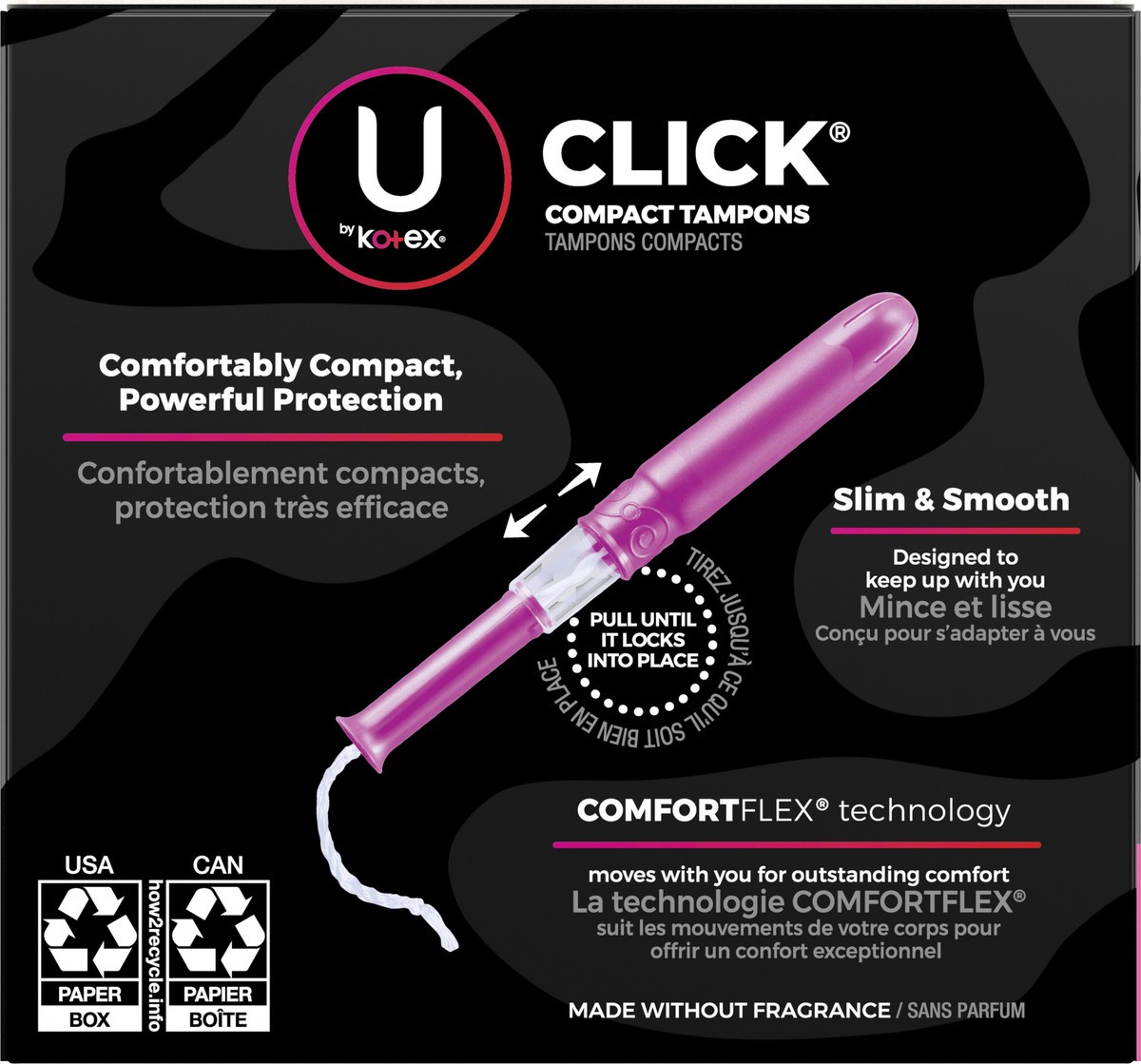 slide 5 of 9, U by Kotex Super Plus Click Compact Tampons, 16 ct