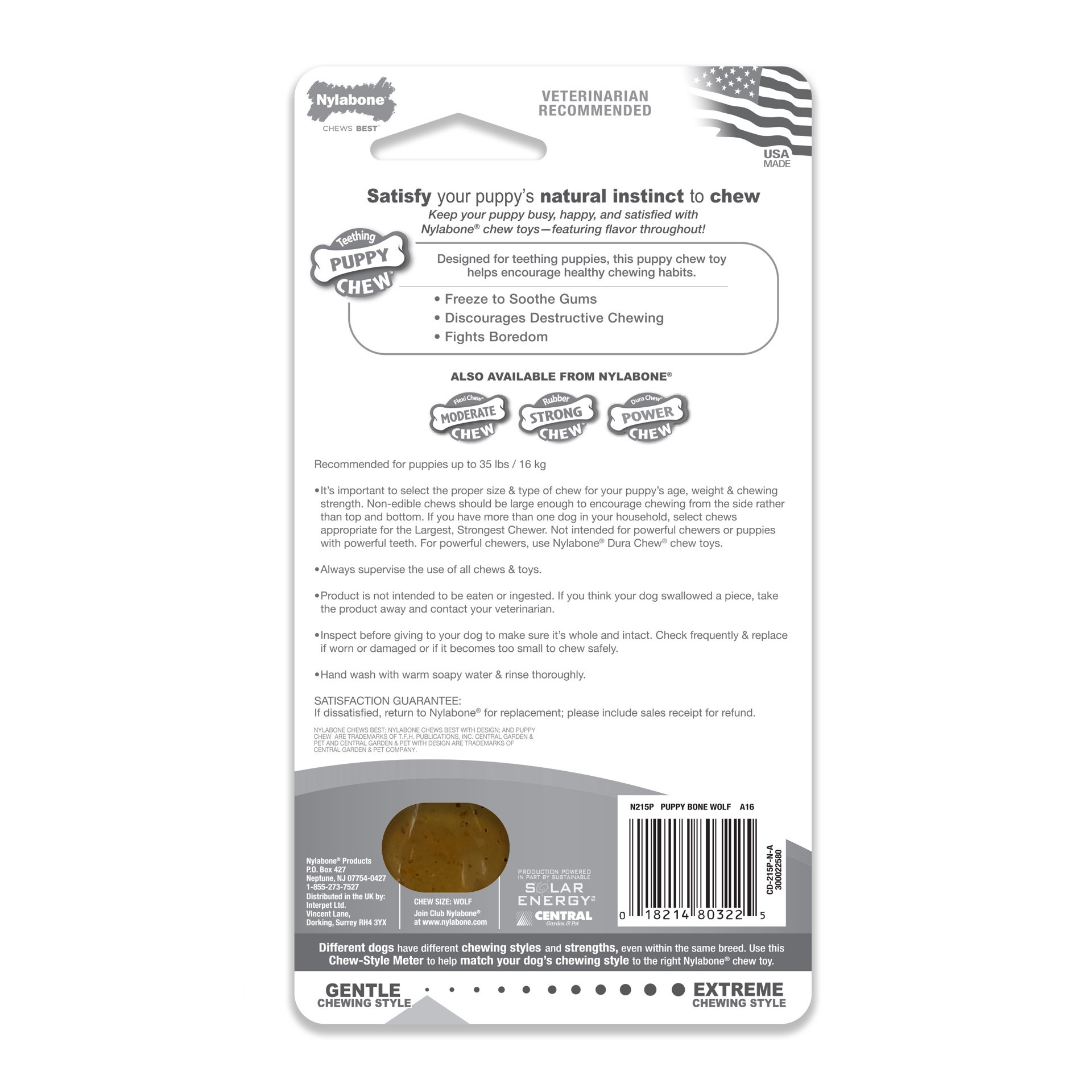 slide 3 of 9, Nylabone Just for Puppies Teething Chew Classic Bone Chicken Bone Medium/Wolf - Up to 35 lbs.(1 Count), 1 ct