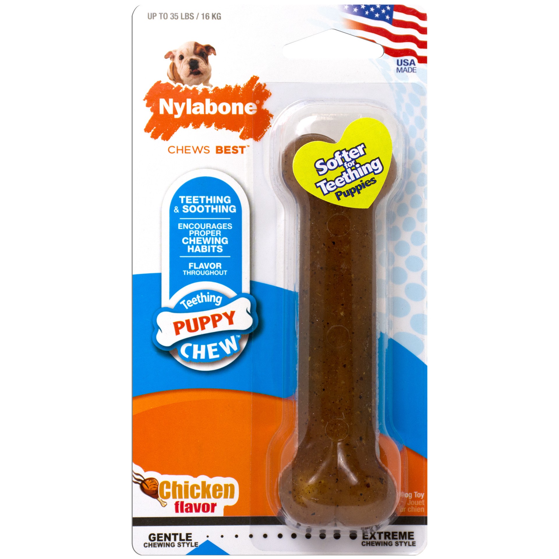 slide 1 of 9, Nylabone Just for Puppies Teething Chew Classic Bone Chicken Bone Medium/Wolf - Up to 35 lbs.(1 Count), 1 ct