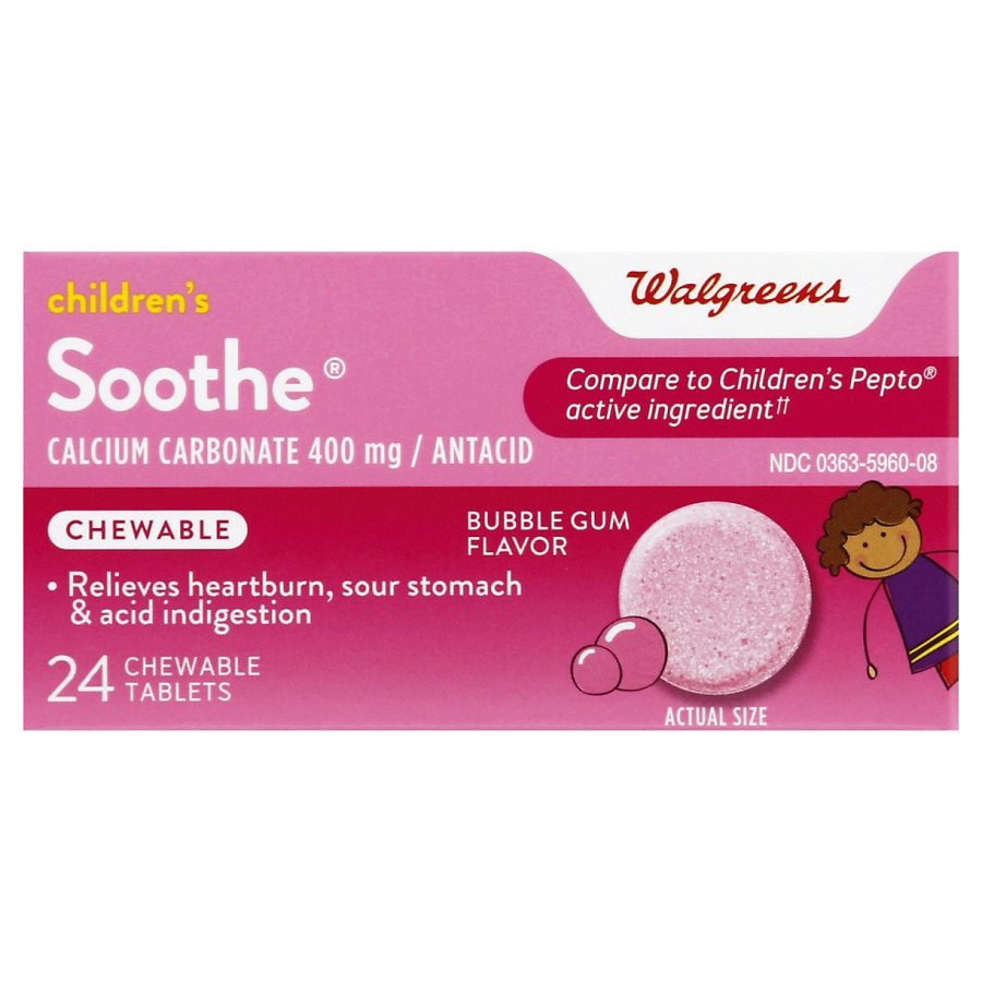 slide 1 of 5, Walgreens Children's Soothe Chewable Antacid Tablets, 24 ct