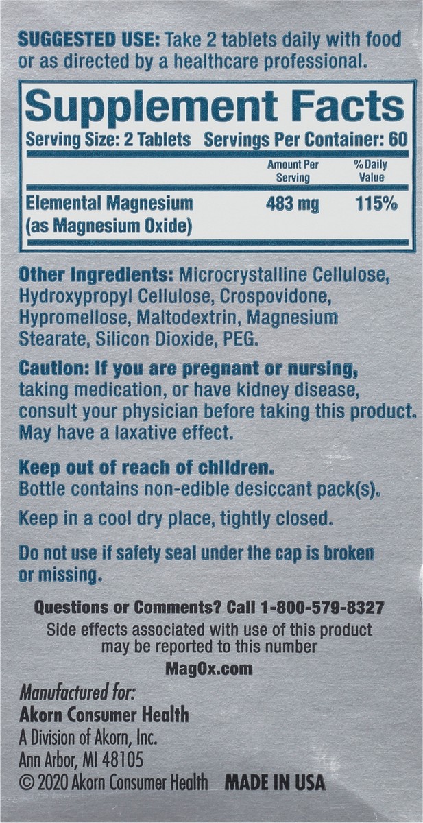 slide 15 of 15, Mag-Ox 400 Tablets Magnesium Supplement 120 ea, 120 ct