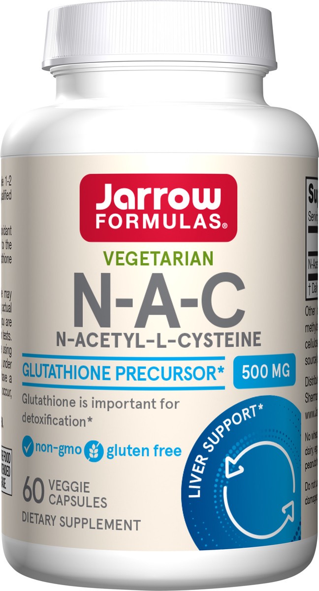 slide 2 of 4, Jarrow Formulas N-A-C 500 mg - Antioxidant Amino Acid Supplement – Supports Cellular Health & Liver Function - Precursor to Glutathione - Up to 60 Servings (Veggie Caps), 1 ct