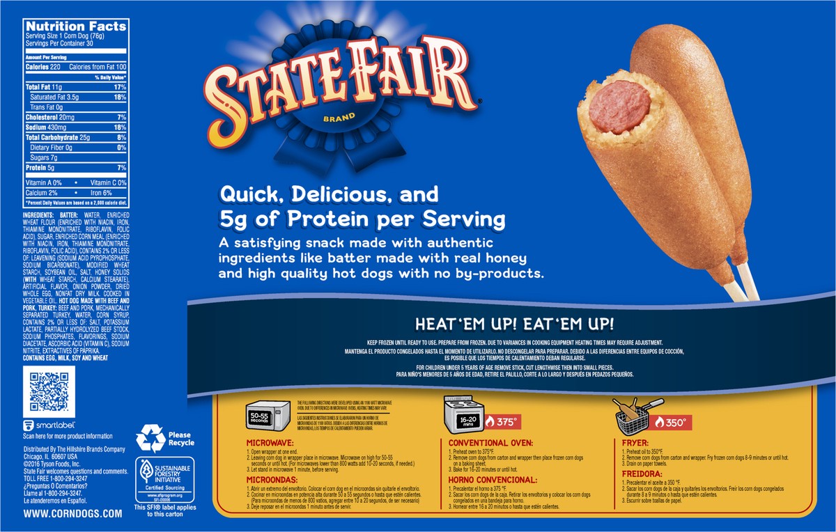 slide 12 of 13, State Fair Corn Dogs, 30 Count (Frozen), 2.27 kg