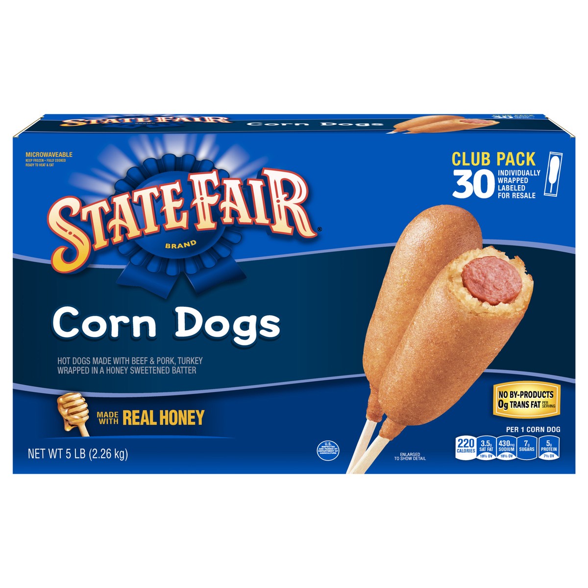 slide 7 of 13, State Fair Corn Dogs, 30 Count (Frozen), 2.27 kg