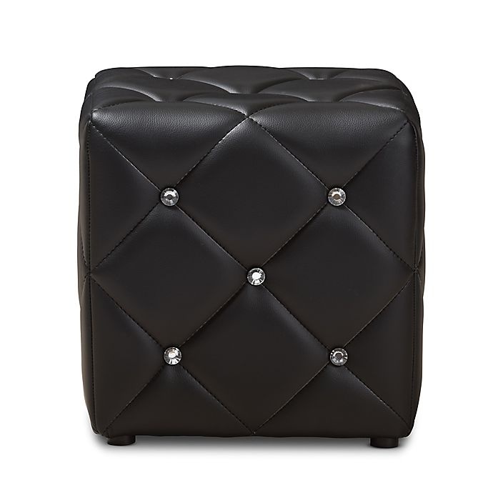 slide 2 of 5, Baxton Studio Stacey Faux Leather Ottoman - Black, 1 ct