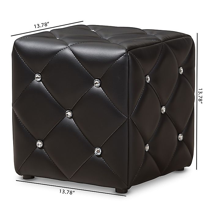 slide 3 of 5, Baxton Studio Stacey Faux Leather Ottoman - Black, 1 ct