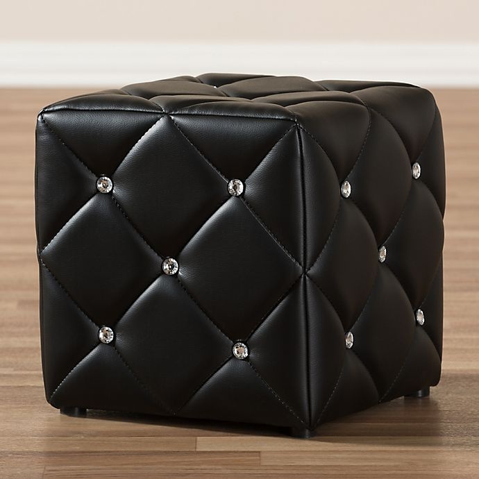 slide 4 of 5, Baxton Studio Stacey Faux Leather Ottoman - Black, 1 ct