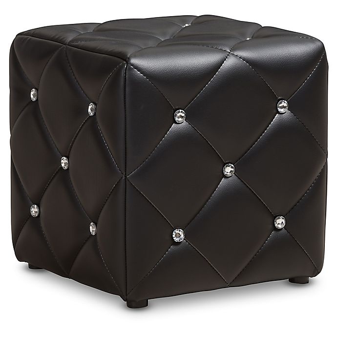 slide 1 of 5, Baxton Studio Stacey Faux Leather Ottoman - Black, 1 ct