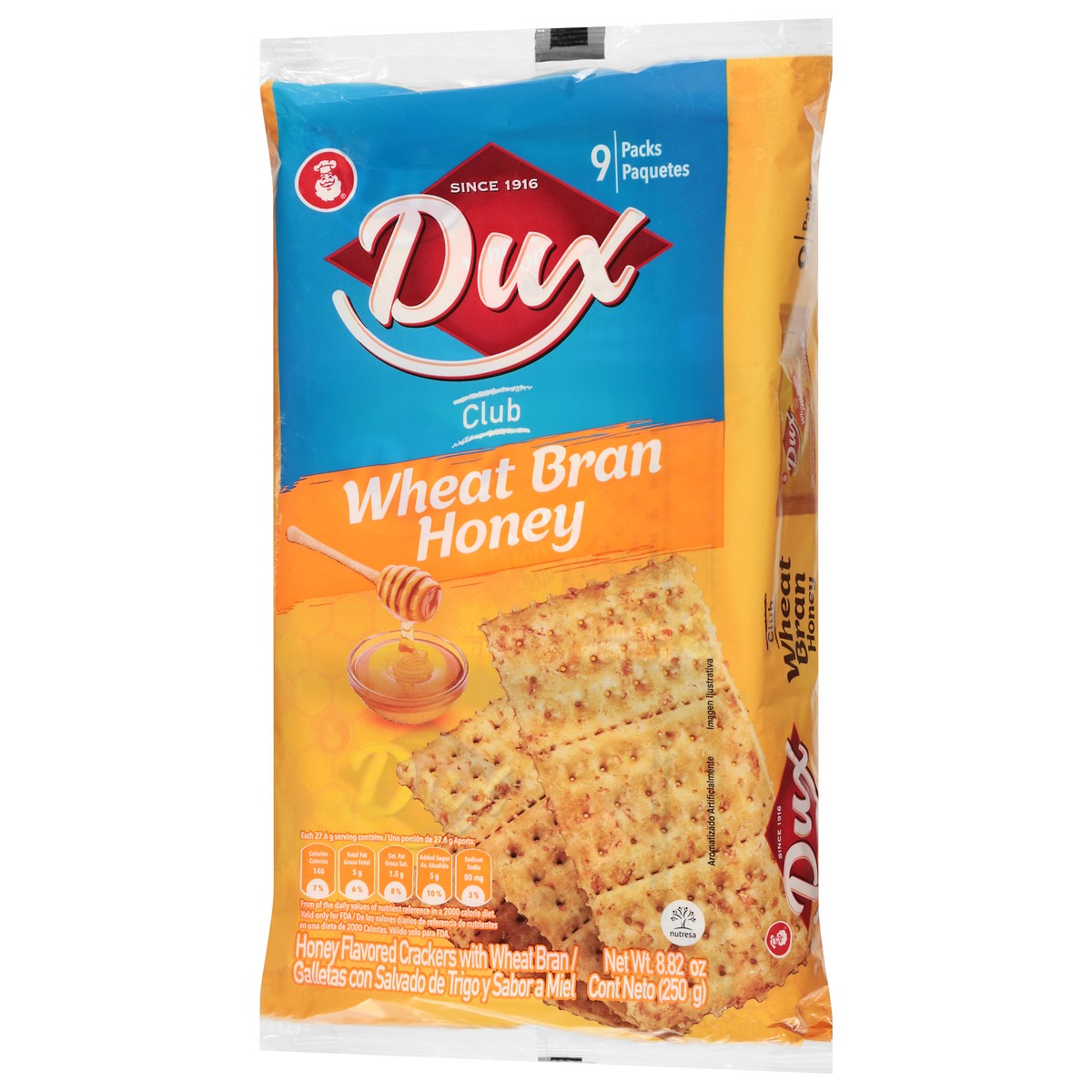 slide 3 of 4, Dux Club Wheat Bran Honey Crackers 9 Packs, 8.8 oz