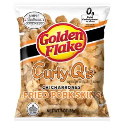 Golden Flake Curly Q's Chicharrones Fried Pork Skins Originl