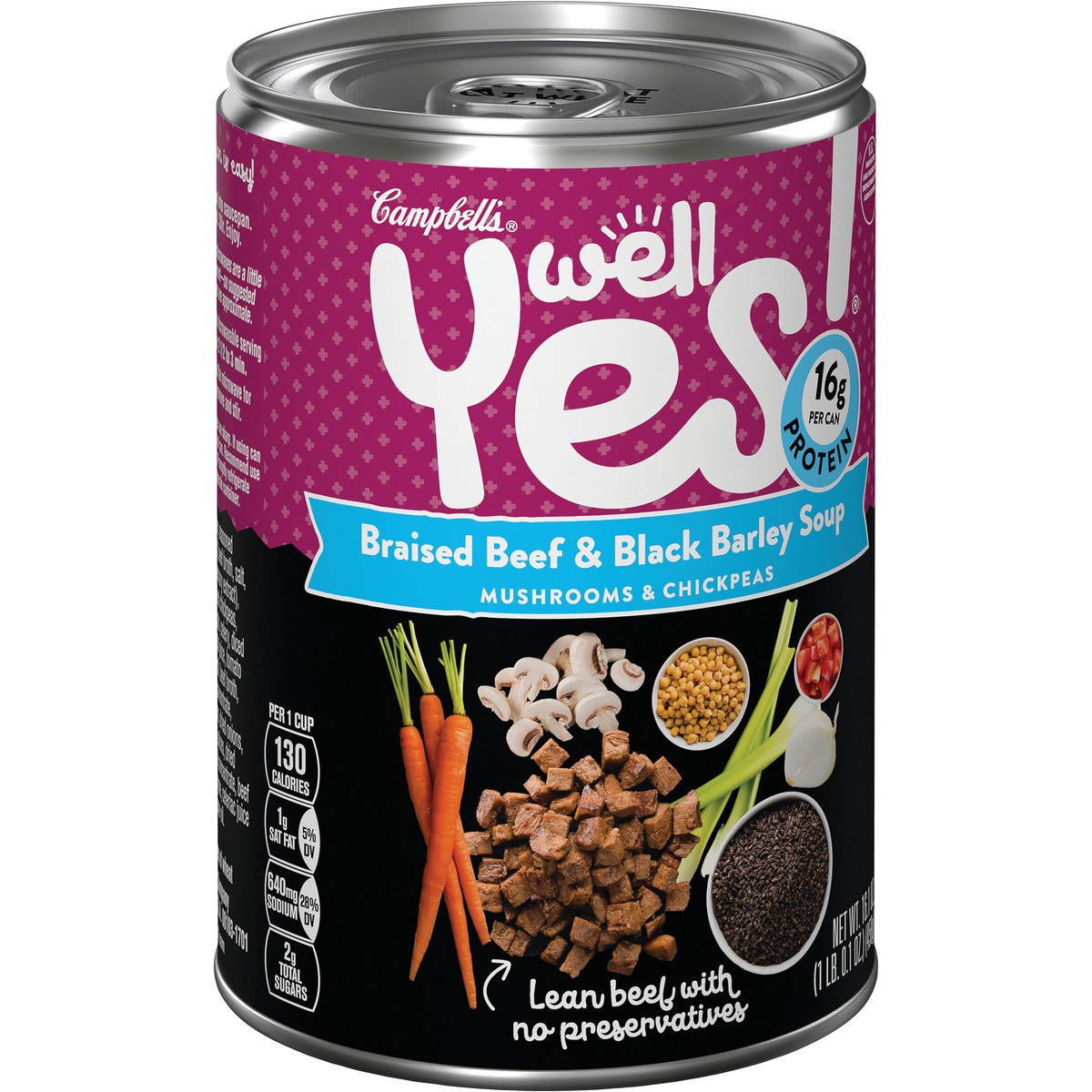 slide 5 of 11, Campbell's Well Yes! Braised Beef & Black Barley Soup, 16.1 oz