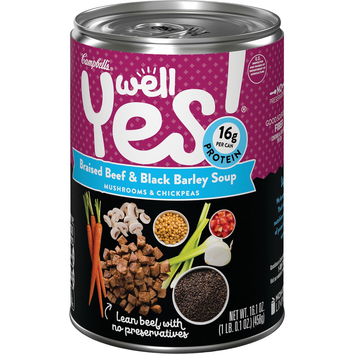 slide 6 of 11, Campbell's Well Yes! Braised Beef & Black Barley Soup, 16.1 oz