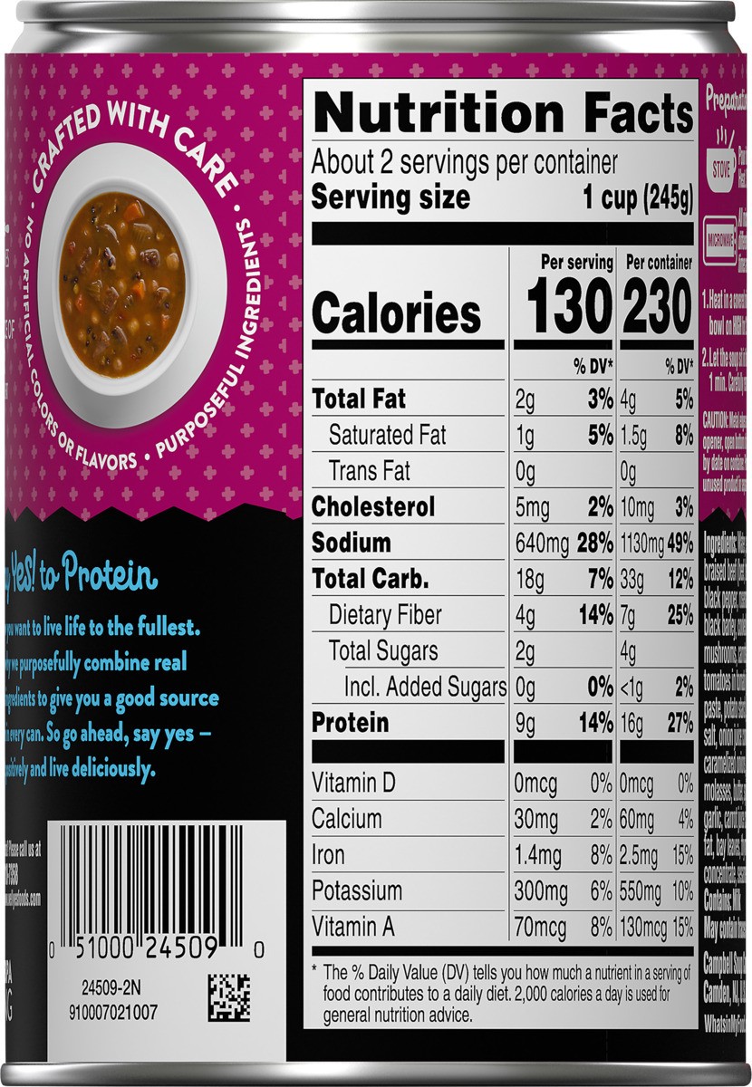 slide 8 of 11, Campbell's Well Yes! Braised Beef & Black Barley Soup, 16.1 oz