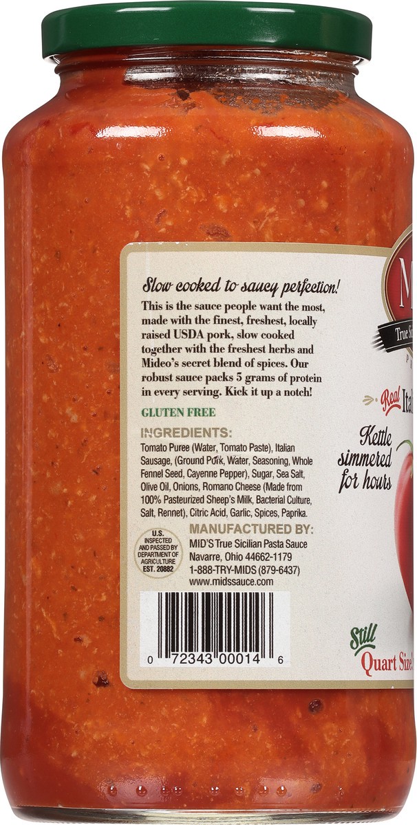 slide 11 of 12, Mid's Italian Sausage Pasta Sauce, 32 oz