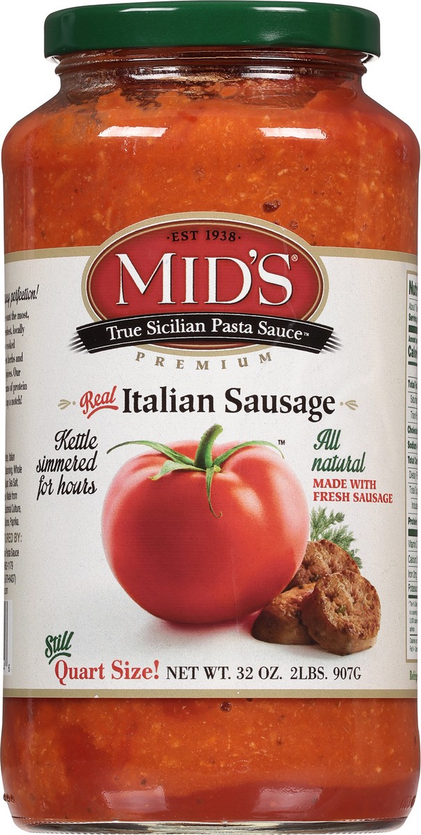 slide 12 of 12, Mid's Italian Sausage Pasta Sauce, 32 oz