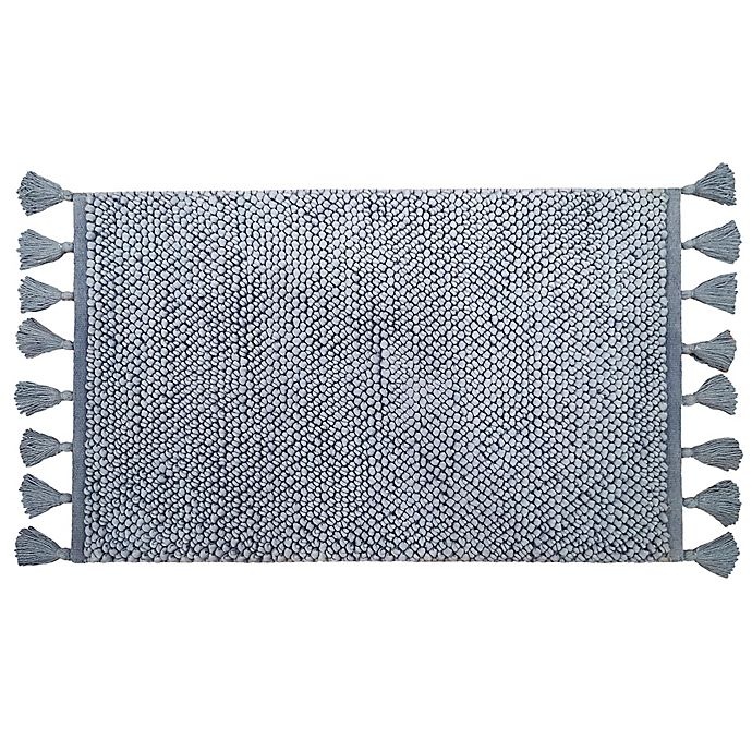 slide 1 of 1, Bee & Willow Home Looped Fringe Bath Rug - Blue'', 21 in x 34 in