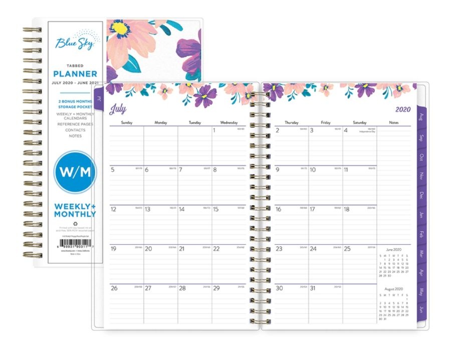 slide 2 of 4, Blue Sky Polypropylene Academic Weekly/Monthly Planner, 5'' X 8'', Multicolor, July 2020 To June 2021, 118176-A, 1 ct