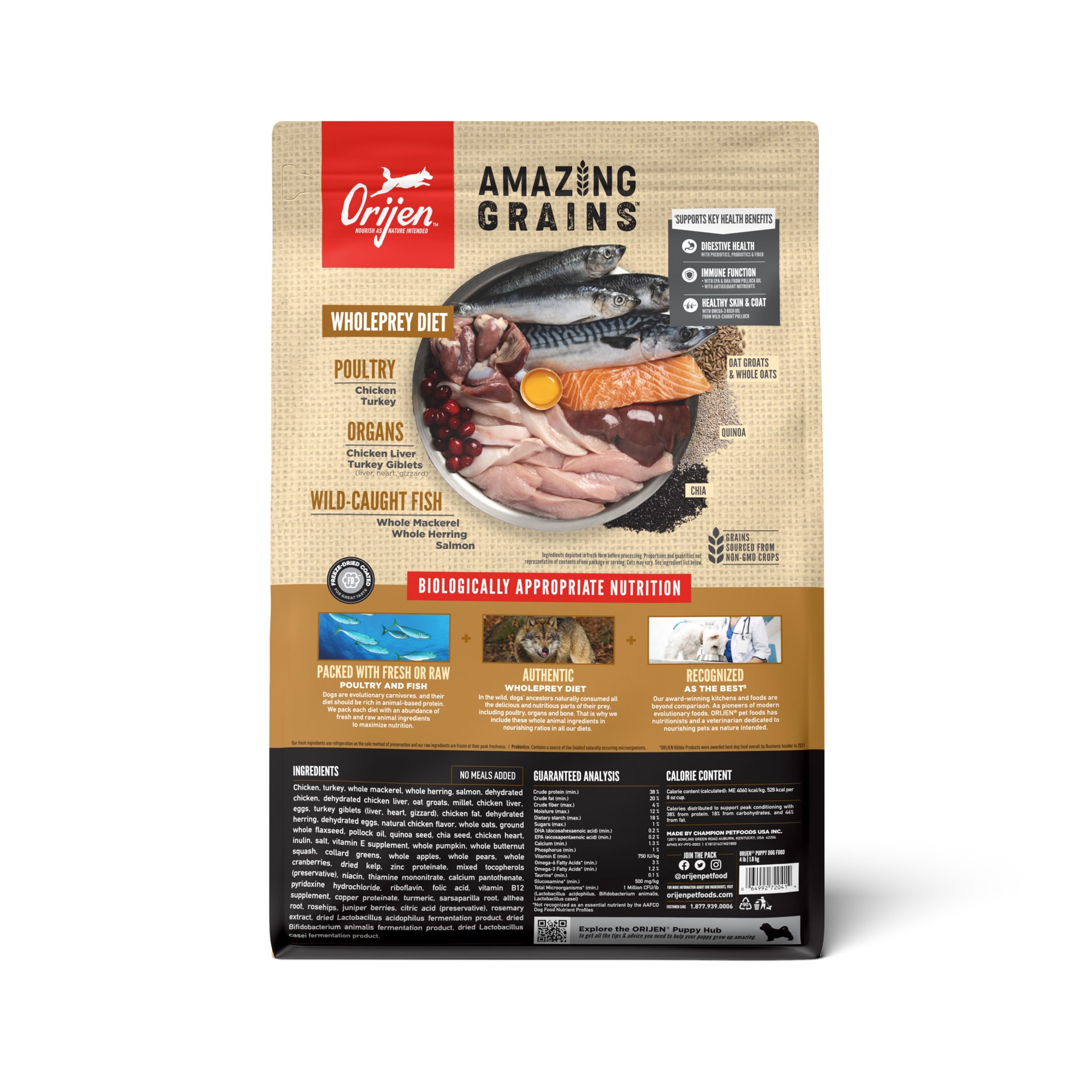 slide 2 of 5, Orijen Amazing Grains Puppy 4Lb, 4 lb