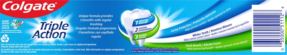 slide 4 of 7, Colgate Triple Action Toothpaste Original Mint 1-Pack, 1 ct