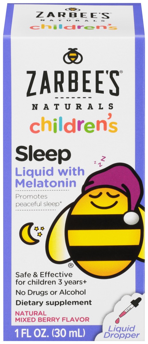 slide 1 of 4, Zarbee's Naturals Kid's Sleep Liquid with Melatonin, Drug-Free & Non-Habit Forming-Natural Berry -1 fl oz, 1 fl oz