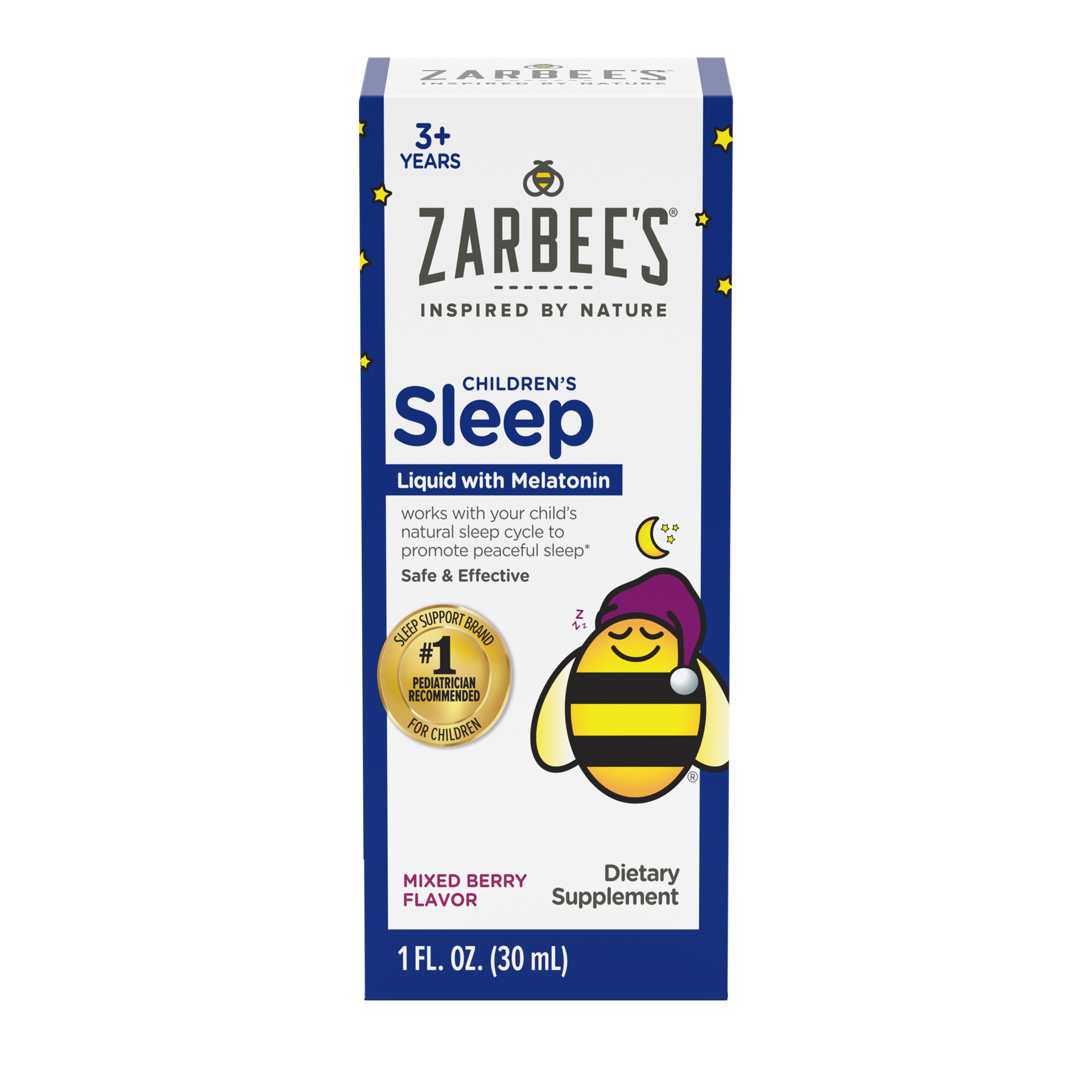 slide 1 of 4, Zarbee's Naturals Zarbee''s Kid''s Sleep Liquid with Melatonin, Drug-Free, Non-Habit Forming, Natural Berry, 1 fl. oz., 1 fl oz