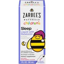 Zarbee's Naturals Kid's Sleep Liquid with Melatonin, Drug-Free & Non-Habit Forming-Natural Berry -1 fl oz