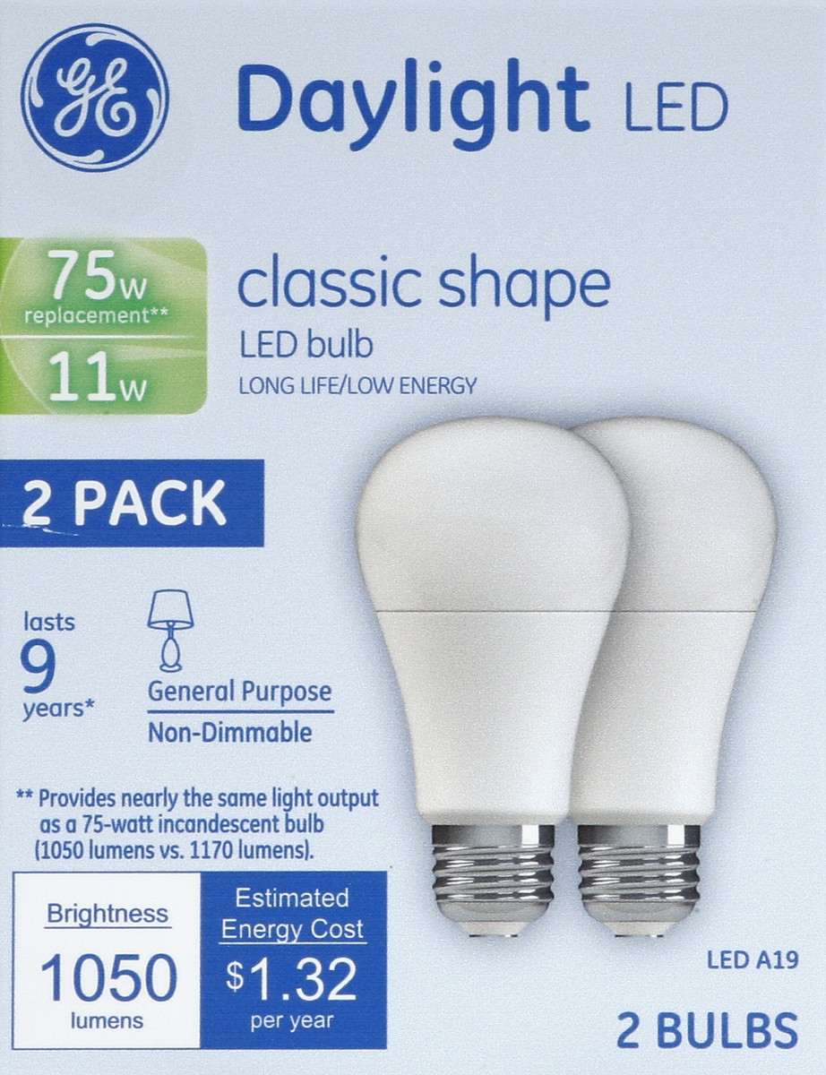 slide 4 of 4, GE Light Bulbs, LED, Daylight, 11 Watts, 2 Pack, 2 ct