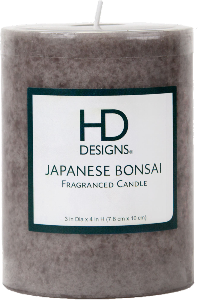 slide 1 of 1, HD Designs Japanese Bonsai Pillar Candle - Gray, 3 in x 6 in