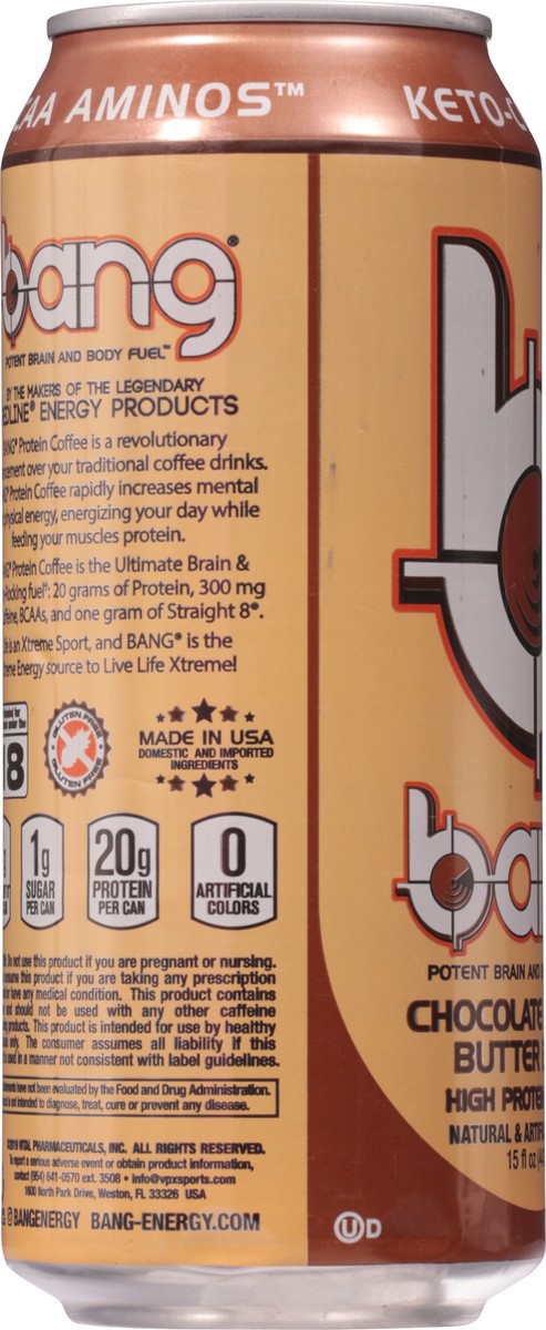 slide 7 of 9, Bang High Protein Chocolate Peanut Butter Blast Coffee 15 fl oz, 15 fl oz