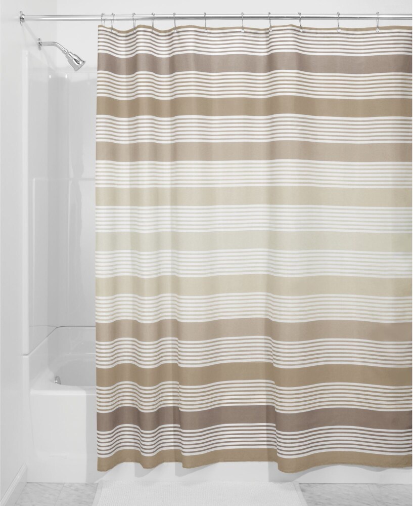 slide 1 of 1, HD Designs Hampton Stripe Shower Curtain - Tan, 1 ct