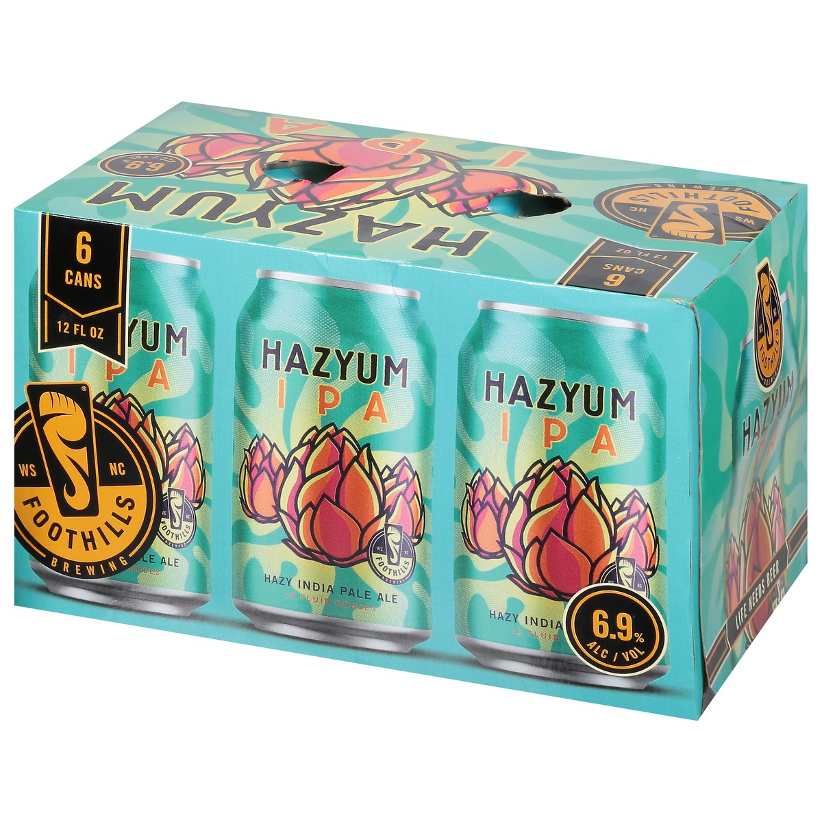slide 5 of 9, Foothills Brewing IPA Hazyum Beer 6 - 12 fl oz Cans, 6 ct