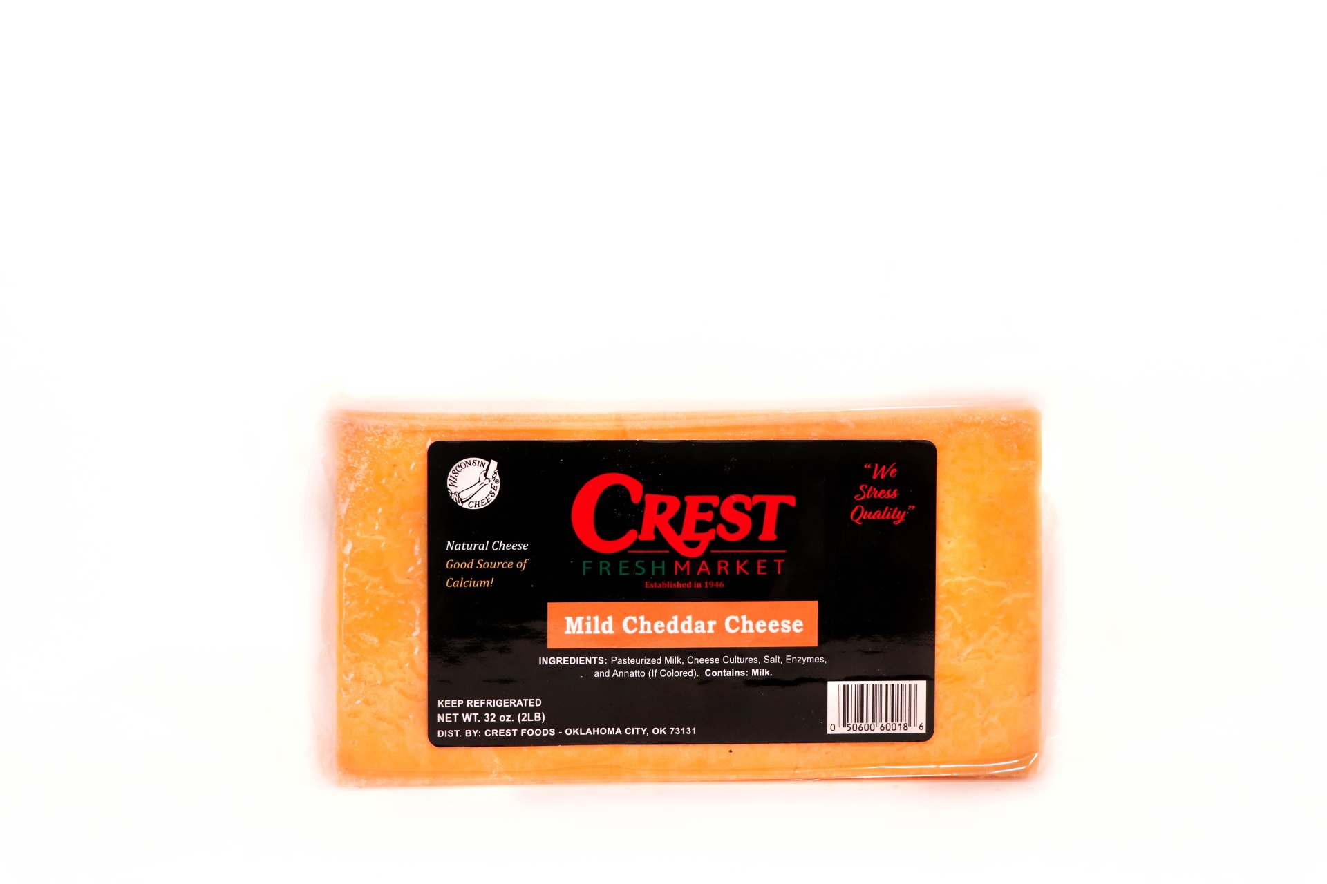 slide 1 of 1, Crest Foods Mild Cheddar Chunk, 2 lb