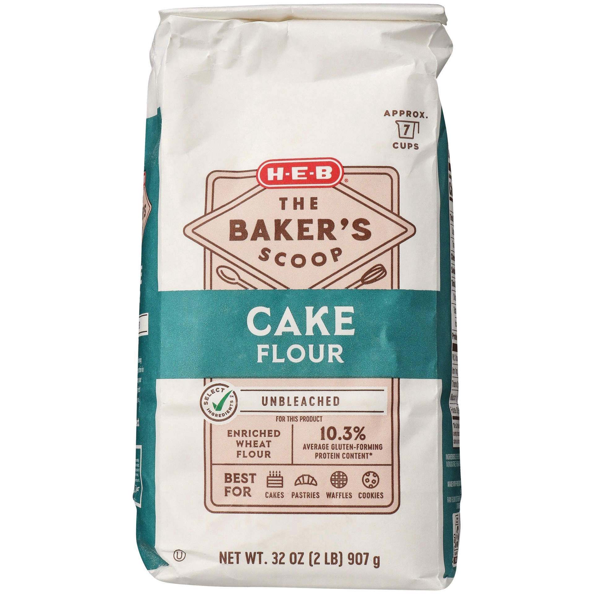 slide 1 of 1, H-E-B The Baker's Scoop Unbleached Cake Flour, 2 lb