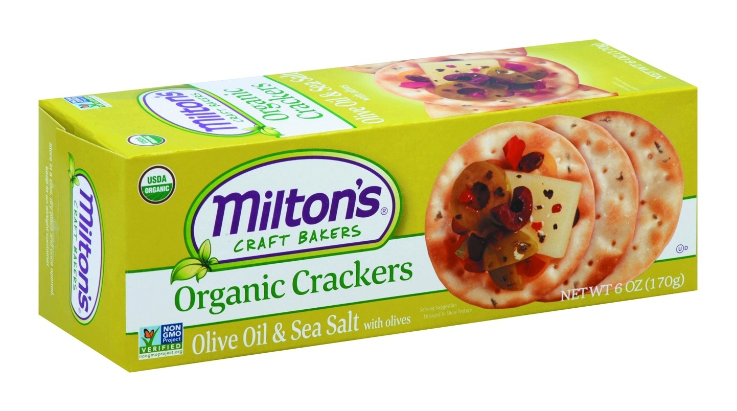 slide 1 of 1, Milton's Organic Baked Crackers Olive Oil & Sea Salt, 6 oz