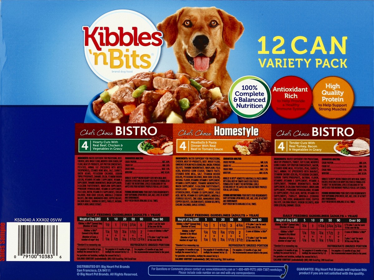 slide 4 of 6, Kibbles 'n Bits Dog Food, 12 Can Variety Pack, 12 ct