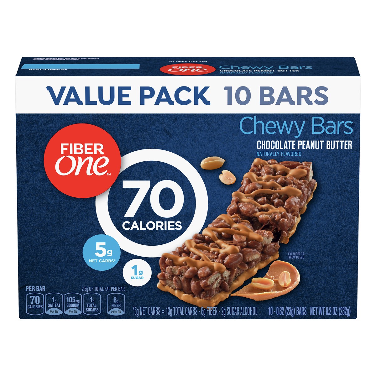 slide 1 of 9, Fiber One Value Pack Chocolate Peanut Butter Chewy Bars 10 ea, 10 ct