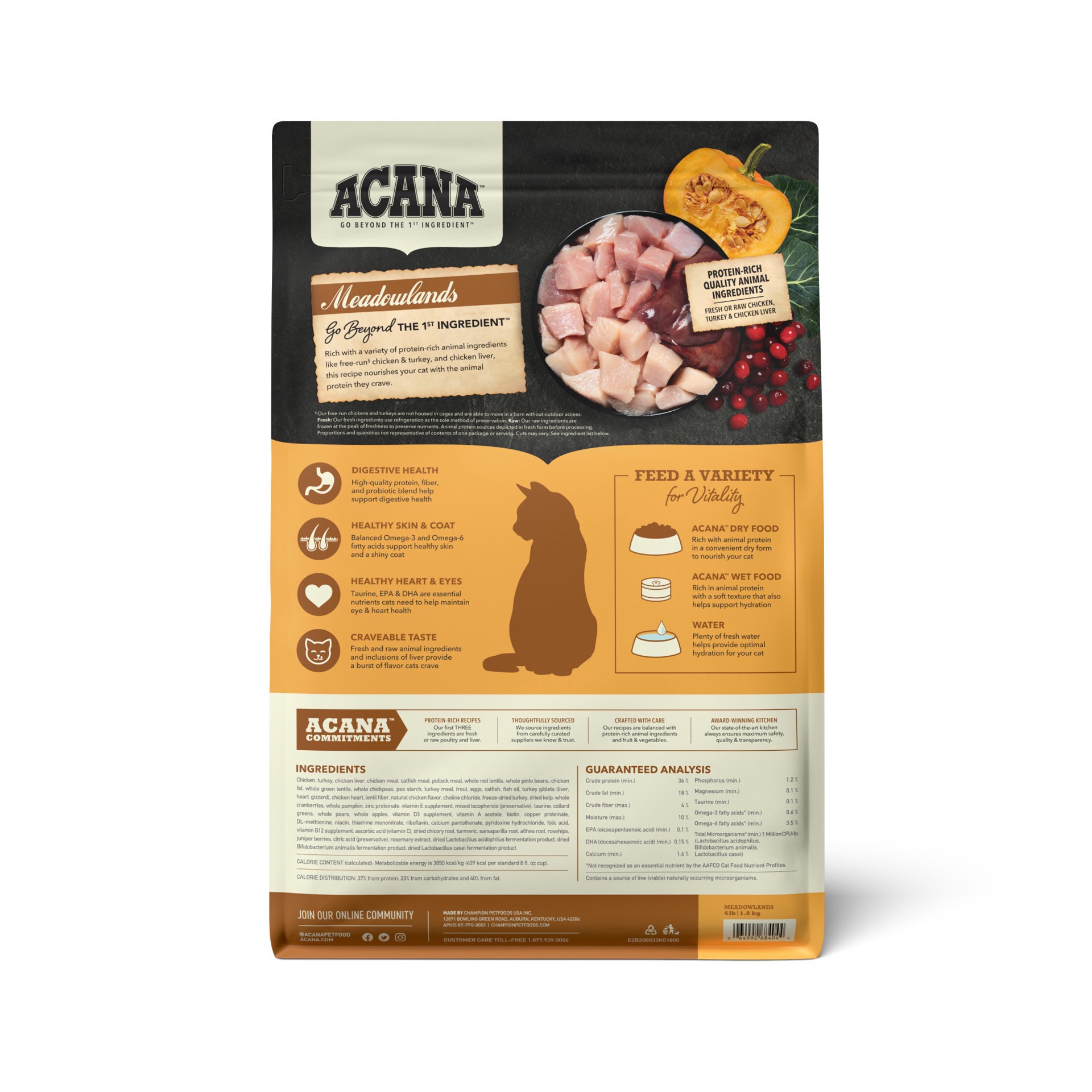 slide 4 of 5, ACANA Meadowlands Cat 4LB, 4 lb