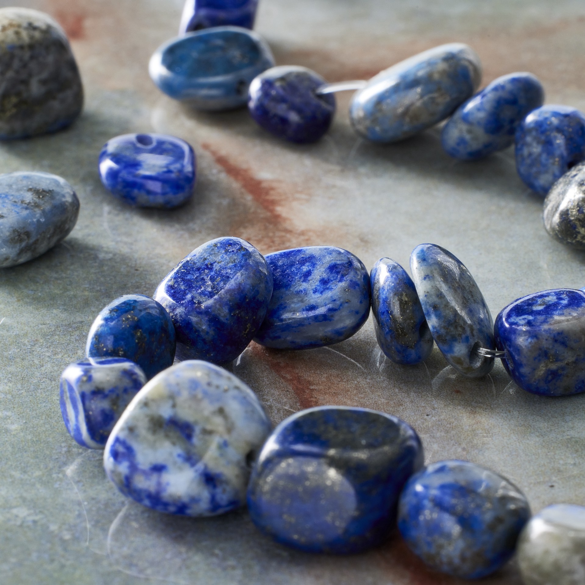 slide 2 of 3, Blue Dyed Lapis Potato Beads By Bead Landing, 8mm-12mm