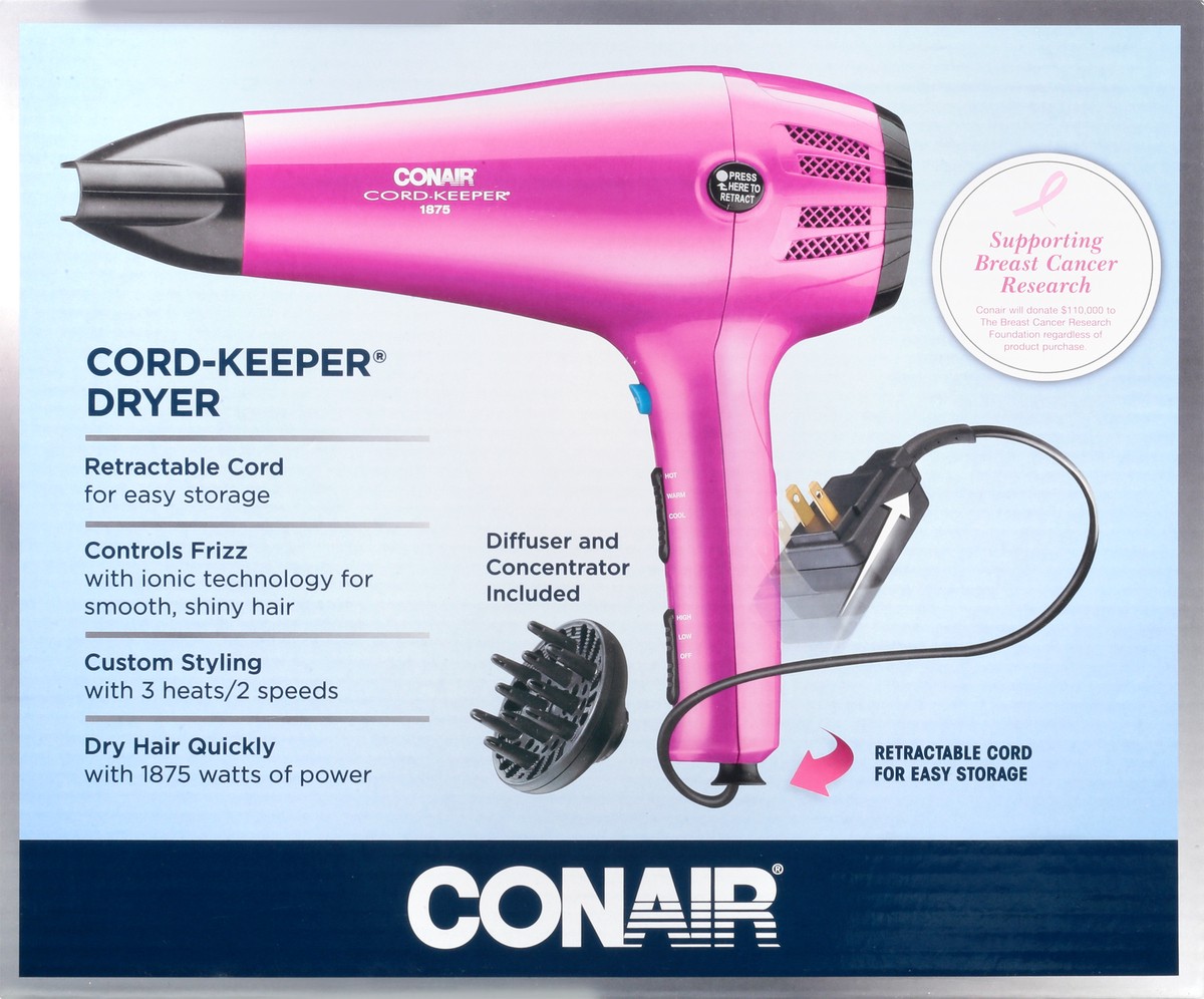 slide 7 of 11, Conair Ionic Cordkeeper Dryer, 1 ct