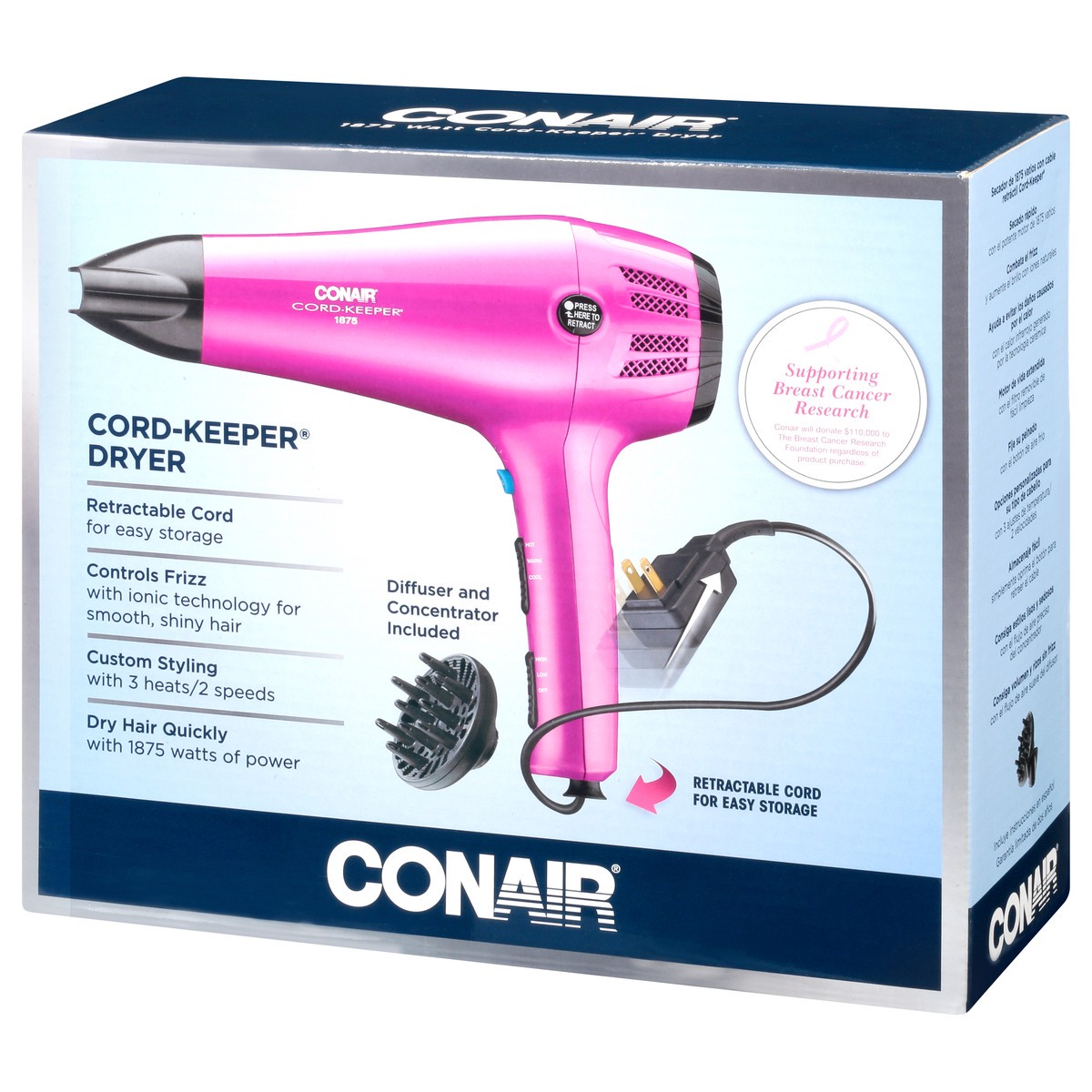 slide 9 of 11, Conair Ionic Cordkeeper Dryer, 1 ct