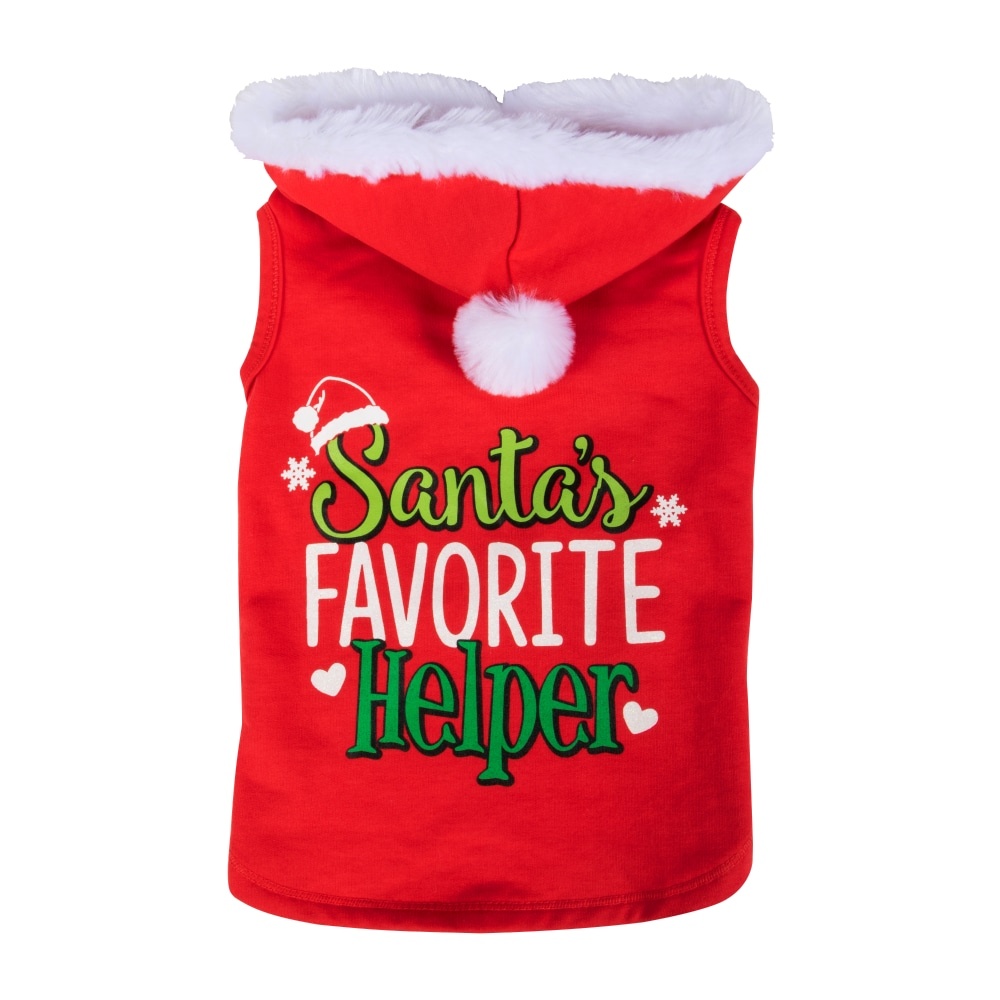 slide 1 of 1, Simply Dog Red Santa's Favorite Helper Hoodie - Small, s