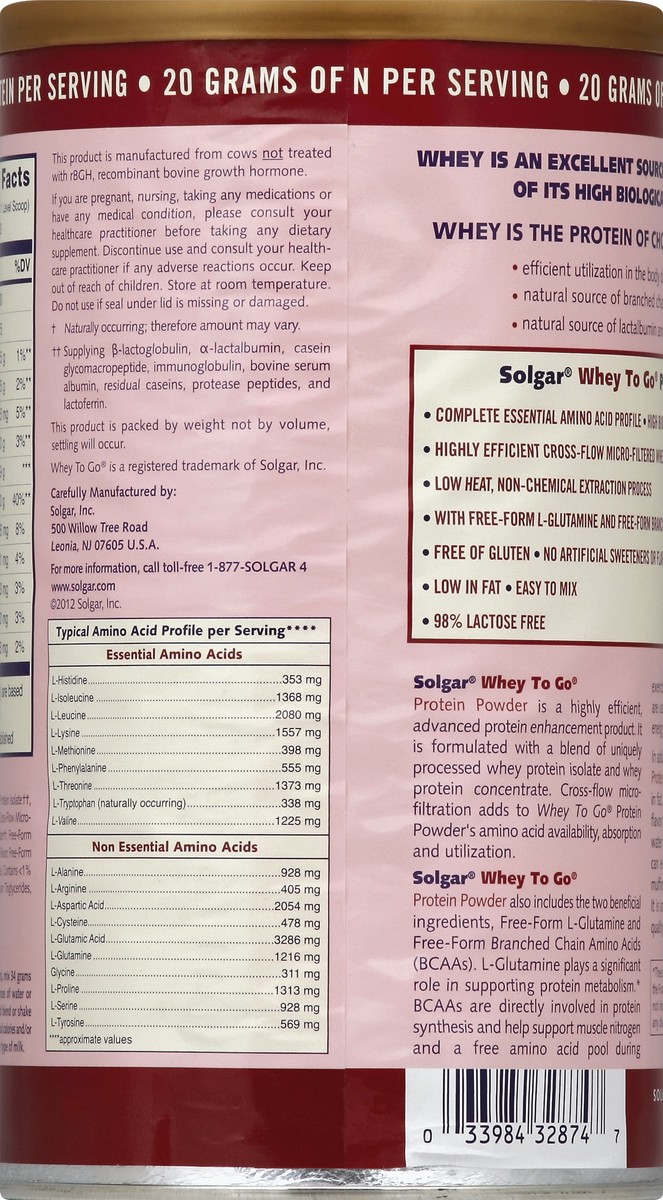 slide 3 of 3, Solgar Whey Protein 16 oz, 16 oz