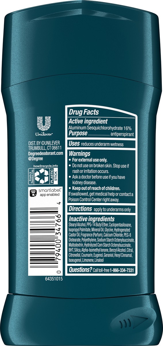 slide 5 of 8, Degree Antiperspirant Deodorant Cool Rush, 2.7 oz, 2.7 oz