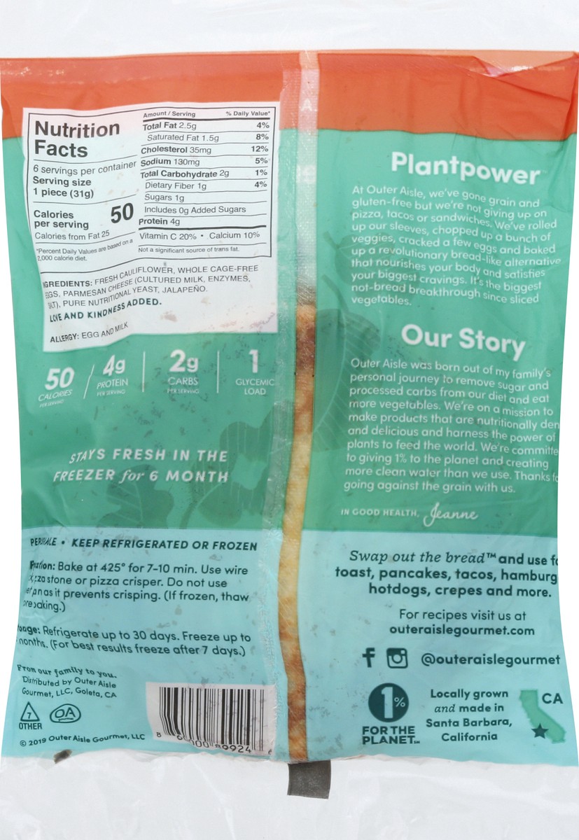 slide 9 of 13, Outer Aisle PlantPower Jalapeno Sandwich Thins 6 ea, 6.75 oz