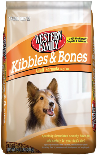 slide 1 of 1, Western Family Dog Fd Kibbles & Bones, 44.1 lb