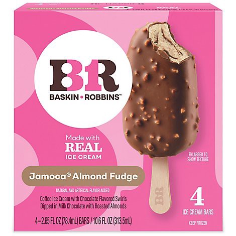 slide 1 of 1, Baskin Robbins Jamoca Almond Fudge Ice Cream Bars - 4-2.65 Fl. Oz., 10.6 fl oz