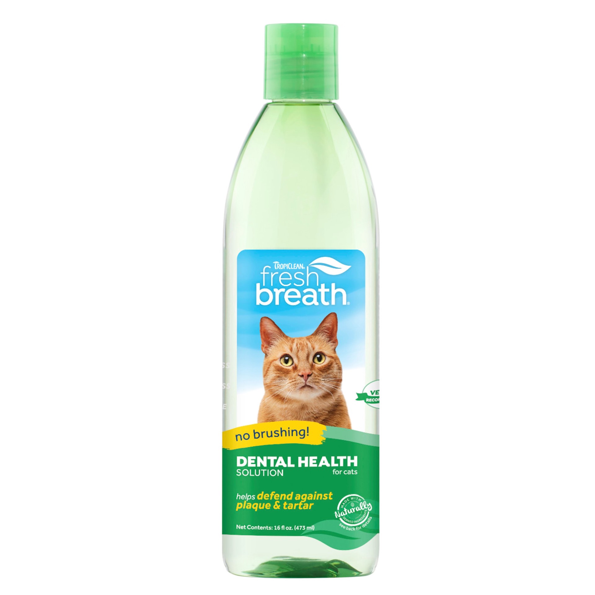 slide 1 of 9, TropiClean Fresh Breath Dental Health Solution for Cats, 16oz, 16 oz