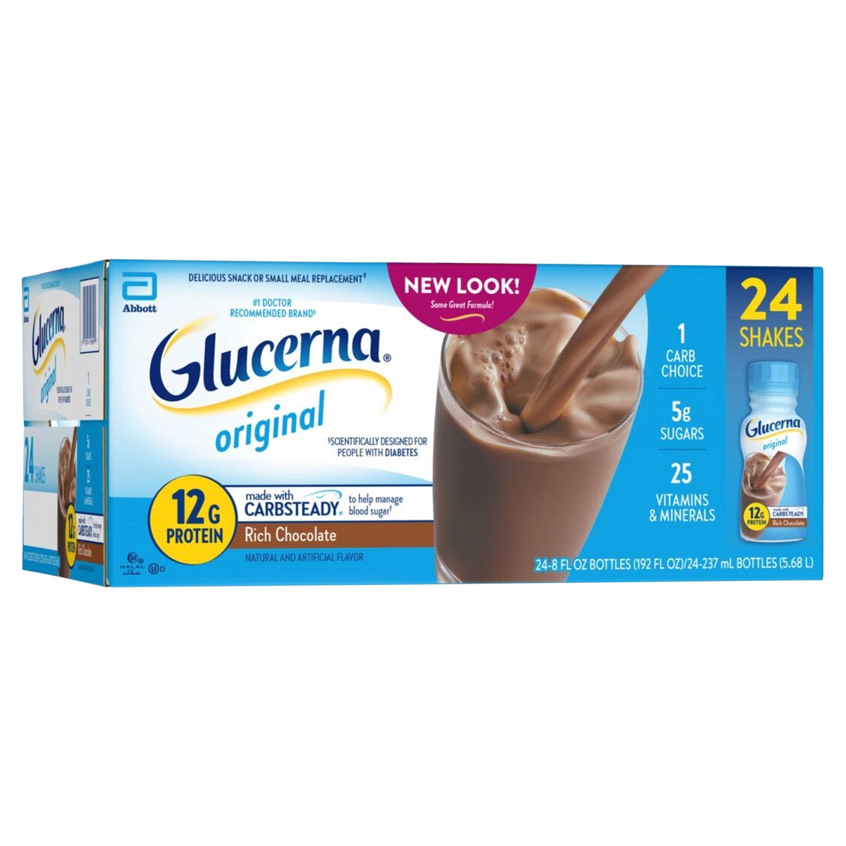 slide 5 of 9, Glucerna Original Rich Chocolate Shakes 24 Bottles 8 fl oz Bottle 24 ea, 