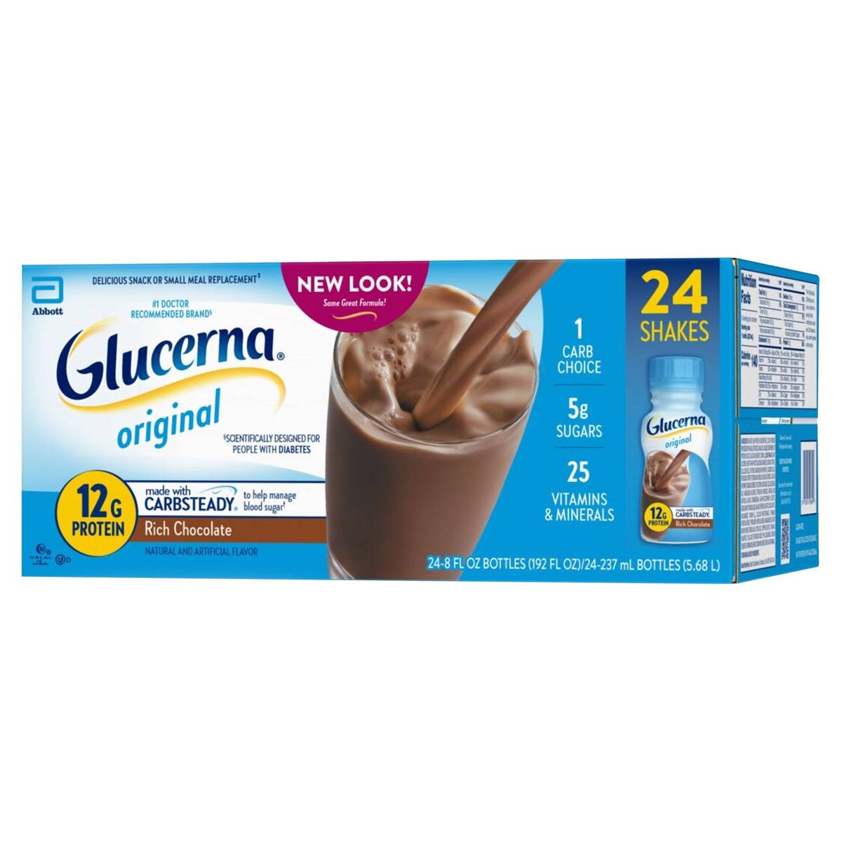 slide 6 of 9, Glucerna Original Rich Chocolate Shakes 24 Bottles 8 fl oz Bottle 24 ea, 