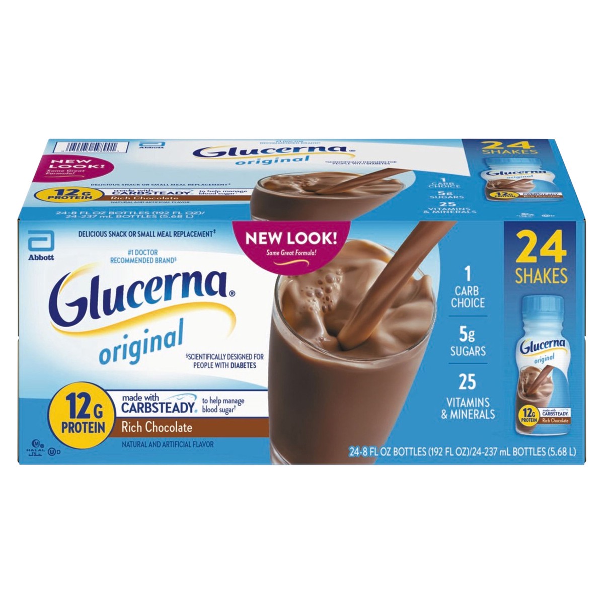 slide 9 of 9, Glucerna Original Rich Chocolate Shakes 24 Bottles 8 fl oz Bottle 24 ea, 